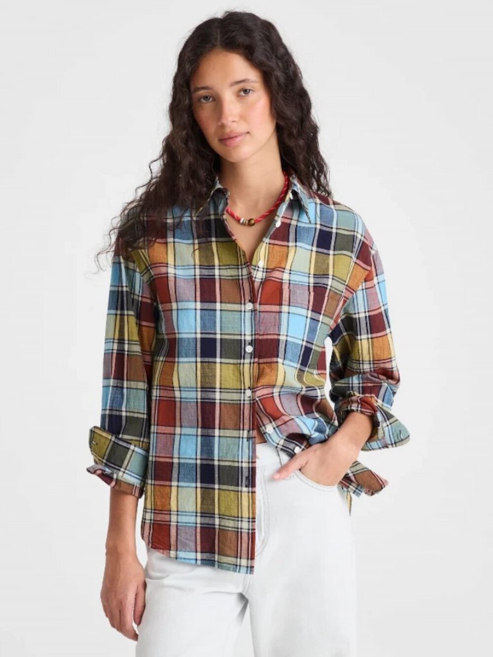 Madewell Plaid Oversized Long Sleeve Button Up Easy Shirt XS NWT